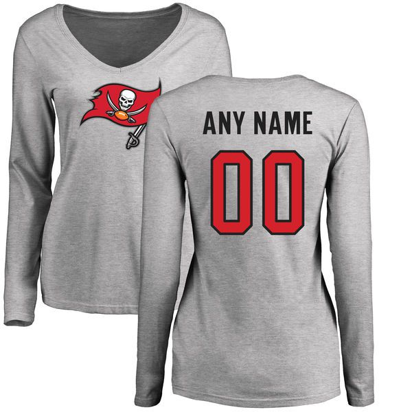 Women Tampa Bay Buccaneers NFL Pro Line Ash Custom Name and Number Logo Slim Fit Long Sleeve T-Shirt->->Sports Accessory
